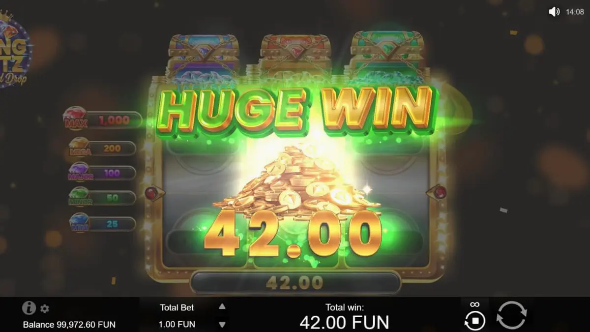 Bling Blitz Diamond Drop স্লট গেমের ঝলমলে ইন্টারফেস এবং ডায়মন্ড থিম